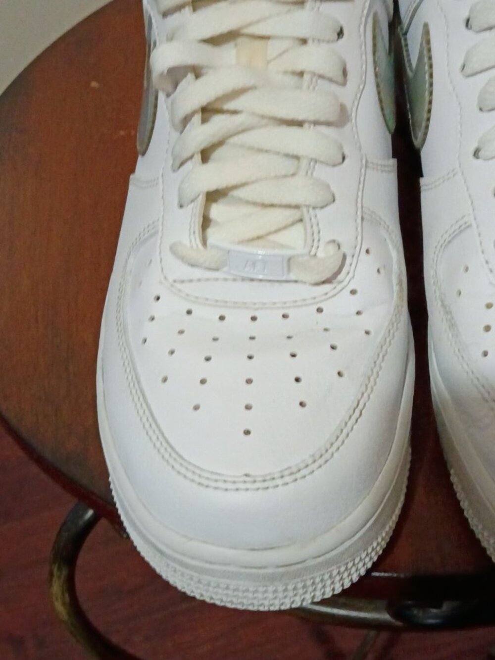 Nike Air Force 1 Low Top White/Silver Iridescent Leather CJ1646-100 Women’s Sz 9 - Picture 7 of 13